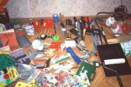 Tools, paint brushes, electrical goods