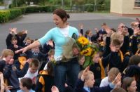 Pupils Wave Miss Rowley Off