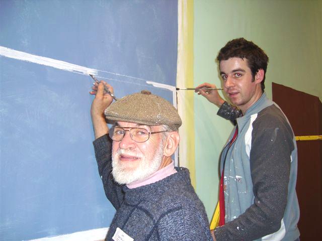 The talented Gus and James Conroy hard at work creating wonderful back drops