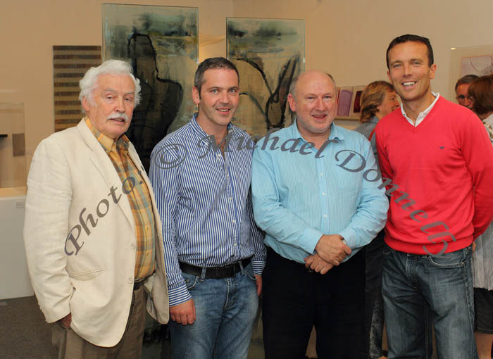 Castlebar Councillors past and present, pictured in the Linenhall Arts Centre at the official opening of "On The Edge - Contemporary Glass from Ireland and South West England" exhibition from left: Johnny Mee, Ger Deere, Mayor of Castlebar Michael Kilcoyne and Harry Barrett. Photo: © Michael Donnelly