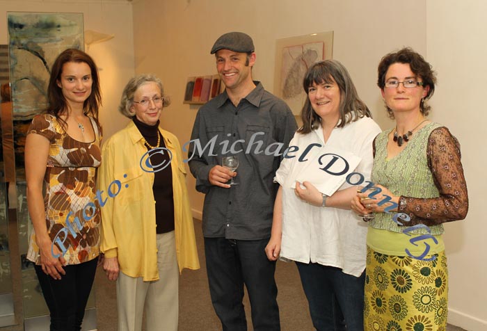 Pictured in the Linenhall Arts Centre at the official opening of "On The Edge - Contemporary Glass from Ireland and South West England" exhibition from left: Emma Van Loock, Kinlough Co Leitrim;  Sue Minish, Westport who performed the official opening; Sean Campbell , Artist, Kinlough, Co Leitrim ; Maura Connolly Administrator Linenhall Arts Centre; and Mary Mackey, artist, Bandon, Cork.Photo: © Michael Donnelly