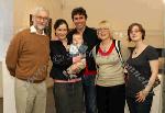 Pictured in the Linenhall Arts Centre at the official opening of "On The Edge - Contemporary Glass from Ireland and South West England" exhibition from left: Martin McGarrigle,  Dr Deirdre McGarrigle and David LaCross with baby Aidan, Regina McGarrigle, Neasa McGarrigle. Photo Michael Donnelly.