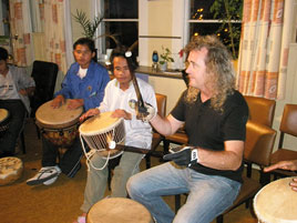 Anthony Mc Namee facilitating the drumming sessions during this summer's drumming workshops at MIA. Click on photo for more details and pics from MIA.