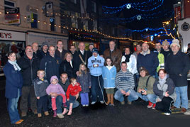 The Mayor of Castlebar Cllr Kevin Guthrie photographed switching on Christmas lghts at Main Street. Click on photo for more from Tom Campbell.