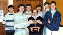 Padraic Lyons who recently retired from Mayo County Council shown here with the Sportslann Cup won by MCC in 1989. Click on photo for more from Sean Smyth.