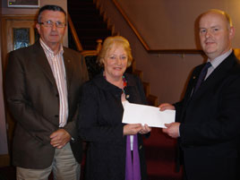 Castlebar Lions Club presenting a cheque to Angela Kirrane of Mayo Cancer Support raised at their Seafood Gala. Click on photo for more.