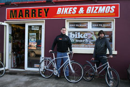 Mr Tom Woods taking advantage of the Mayo bike scrappage scheme at Marrey's Bikes an Gizmos in Ballinrobe, one of the outlets involved. Click on photo for details of how the scheme works.