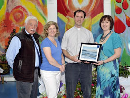 Saying farewell to Fr. Fergal Cunnane at a presentation to mark his departure from his post as School Chaplain to St. Anthony's School. Click for more from Ken Wright.