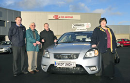 The Fitzgerald's receive the keys of their new Kia - the prize in the Autumn draw for member's of Castlebar Credit Union. Click on photo for the details.