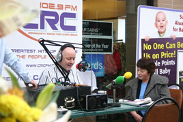Mike Richards (Dr. Love) pictured doing a recent outside broadcast from Super-Valu Castlebar. Click on photo for more from CRCFM.