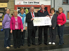 The Care Shop, Market Square, Castlebar, presenting a cheque for €,500 to John Grant, CEO Western Alzheimers. Click for more from Ken Wright.