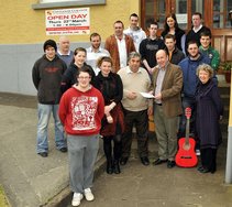 Castlebar College of Further Education present a cheque to Martin Waters of Castlebar SVP. Click on photo for the details from Ken Wright.