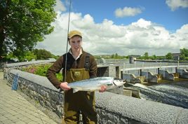 Aidan Twomey with a fine 15-lb spring salmon at the Galway Fishery - click on photo for more fishing news from Mayo/Galway