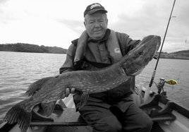 Michael Fantone, France, with one of several fine pike caught recently in the Foxford area. Click on photo for more Angling News for Mayo/Sligo 22 July 2012.