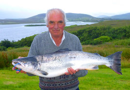 Anthony J. Barrett, Bangor Erris with his Record Salmon of 17.13 lbs. from the Owenmore River. Click on photo for more local angling news.