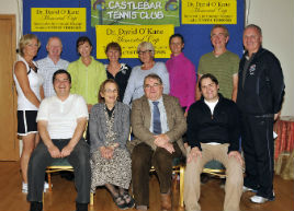 Castlebar Tennis Club, Dr. David O'Kane memorial Cup sponsored by the Connaught Telegraph in aid of cystic fibrosis. Click for more from Ken Wright.