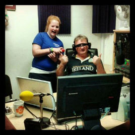 Johnny Oosten & Katie Hughes in studio on their final hour of 24 Hour Radiothon. Click on photo for more.