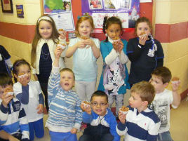 Making buns at Breaffy National School. Click on photo for the secret recipe - fun! 