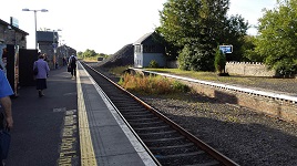 Waiting for the morning train. Click for photos from the platform at Castlebar Railway Station.