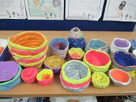 Some bright and colourful pottery made by the 5th Class pupils of Breaffy NS. Click on photo to browse the Breaffy Art page.