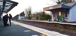 The morning trains from Castlebar are busy these days. Click on photo for a view from the platform.