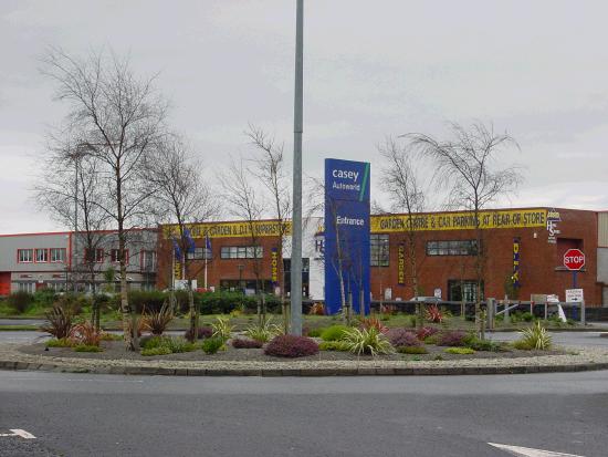 Arro and Togher Tyres viewed from Caseys roundabout