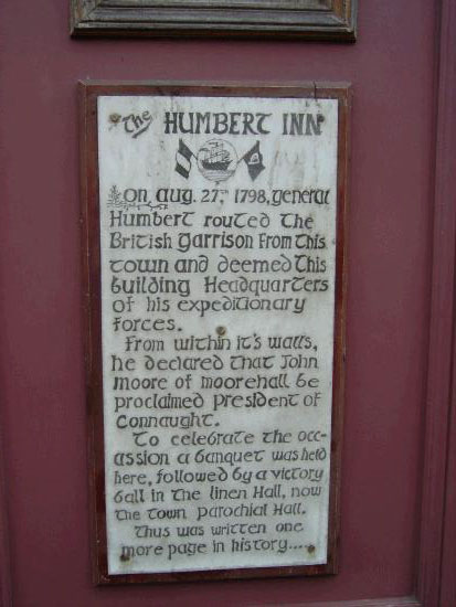 Plaque noting Humbert's association with Inn building.