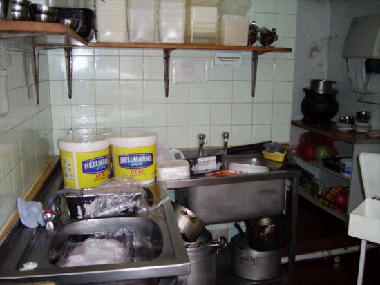 Preparation area of a busy Humbert kitchen.