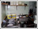 Preparation area of a busy Humbert kitchen.