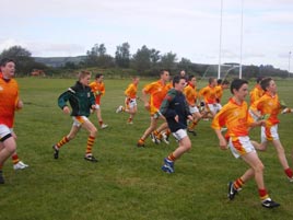 Castlebar Mitchels U13 team warming up. Today they play the final of the U13 League - 12pm at Kiltimagh. Click photo for details of their progress to the final.