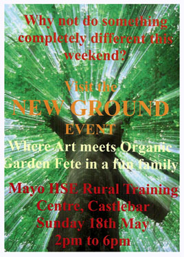 Why not do something completely different this weekend? Visit the free New Ground Event at the Rural Training Centre Sunday 2pm to 6pm. 