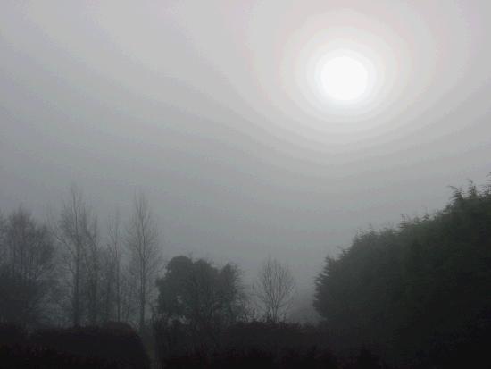 The sun attempts to break through the Castlebar Fog