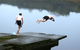 Chilling out on Christmas Day at Costa del Lannagh, Castlebar. Click photo for Frank Cawley's witty account of the event with lots more photos of semi-naked people!