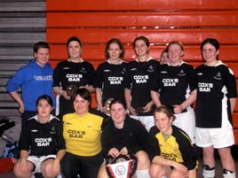 The Castlebar/Galway GMIT Intervarsity Women's Soccer Plate Winners - retaining their national title at indoor soccer intervarisities. Click for the details from Nigel Jennings
