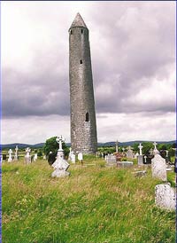 The country's tallest round tower is at Kilmacduagh. Click photo for details from Mayo Historical and Archaeological Society.