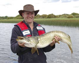 Pat McCann Swinford with his winning pike of 18.4 lbs in the All Ireland Pike Fly Competition. Photograph courtesy of John O'Connor, Foxford, Co Mayo. Click photo for more NWRFB Angling News.