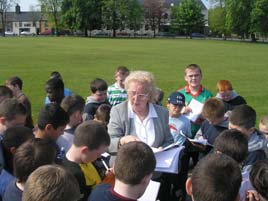 St. Pat's boys take in the history of Castlebar on a tour with Mrs. Peggy Lee. Click photo for lots more photos.