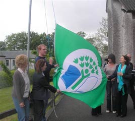 Paul O'Connell Munster and Ireland Rugby Star raised the Green Flag at St. Patricks BNS yesterday. Click photo for lots more photos of the event.