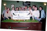 Winners of Castlebar Town & District pool Shield league final are Flynn's Bar Castlebar, sponsored by Tom Armstrong Amusements pictured left to right, Ian Bourke, Gerry Ruane, Fergal Boyle, Michael Deasy, PJ McDonagh (Captain) Tom Armstrong Sponsor, John Coyne Proprietor Coynes Bar, Steven Flynn, Jarlath Kenny, Fintin McKenna  pic Heverin Photography