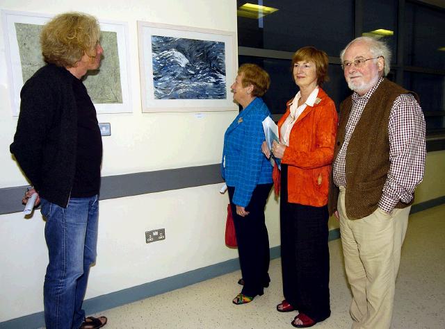 GMIT BA Graduates Art & Design 2007  Turas exhibition held in Mayo General Hospital which was opened by John Behan RHA and will runs from  23rd August until the 23rd October. John McHugh, Mary Higgins, Deirdre Mullin and Michael Mullin. looking at some of the paintings on display. Photo  Ken Wright Photography 2007

