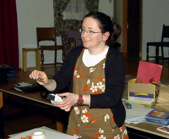 Breda Murphy presenting a visual arts workshop in Balla Community Centre, part of the Arts Office Bealtaine Celebrating Creativity in Older Age. Photo  Ken Wright Photography 2007.

