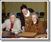 Breda Murphy presenting a visual arts workshop in Balla Community Centre, part of the Arts Office Bealtaine Celebrating Creativity in Older Age Breda Bransfield. and Nora Gavin with Breda Murphy Photo  Ken Wright Photography 2007.