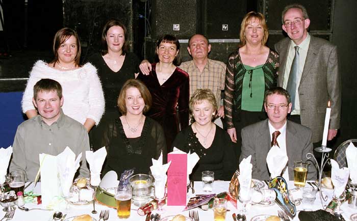 Party time in the TF Royal Theatre Castlebar
A group from John ODonnells Pharmacy Castlebar L-R: Pat Lydon, Connie Lydon, Mary ODonnell, John ODonnell, Patricia Mulroy, Denise Byron, Mary McAteer, Eoin McAteer, 
Mary Vahey, Seamus Vahey:
Photo  Ken Wright Photography 2004 

