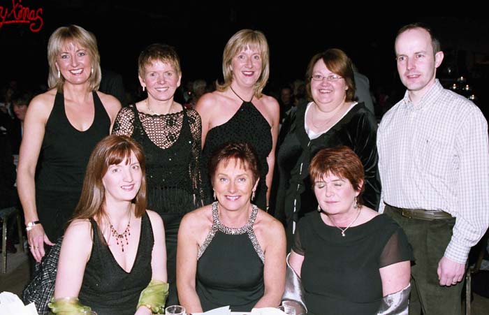 Party time in the TF Royal Theatre Castlebar
A group from Bank of Ireland Castlebar Front L-R: Geraldine King, Maria Docherty, Bridie OMalley, Back L-R: Maureen Fleming, Mary Greeney, Anna Canty, Hilda Cunningham, John McGrath,
Photo  Ken Wright Photography 2004 

