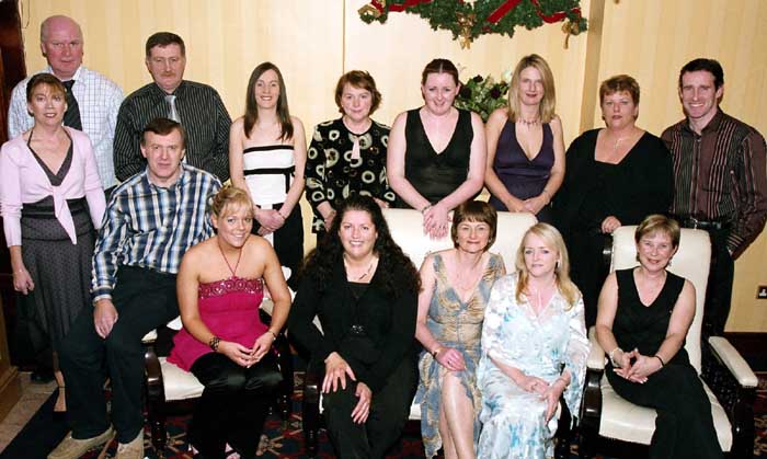 Party time in the TF Royal Theatre Castlebar
A group from St. Catherines Training Centre Ballina. Back L-R: Derry Gannon, Tommy Maughan, Willie Maughan, Paula Donnelan, Peggy Sloyan, Leona OHara, Orla Ryder, 
Mary Morrissey, Billy Crowley. Front L-R: Kevin Feerick, Grace McGee, Joanne Morley, Terri Leonard, Jackie Evans, and Margaret Kerins:
Photo  Ken Wright Photography 2004 

