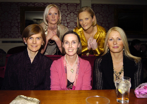 Pictured in the TF Royal Hotel and Theatre on Thursday at the Mike Denver Christmas Party Night.Front L-R:  Anna Maria Gilvarry, Bertha Munnelly, Claire Flannelly. Back l-R:  Sarah Flannelly, Jane Flannelly. Photo  KWP Studio 094.

