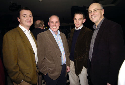 Pictured in the TF Royal Hotel and Theatre on Thursday at the Mike Denver Christmas Party Night. L-R: Tom OKeefe, Peter Gannon, Diarmuid Butler, Peter Glynn. Photo  KWP Studio 094.