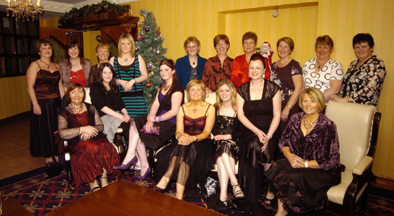 Pictured in the TF Royal Hotel and Theatre on Thursday at the Mike Denver Christmas Party Night. A group fromWide Variety Ballina and Roscommon. Front L-R: Olive Hynes, Helena Gaughan, Fiona Somers, Ursula Butler, Clare Somers, Siobhan Somers. Back L-R: Maureen Leckey, Marion Kearn, Breege Ruddy, Monica Donoghue, Anita Donoghue, Veronica Gaughan, Kathleen Donoghue, Josephine Somers, Ann O’Boyle, Marion Hickey, Breege Quigley Photo © KWP Studio 094.