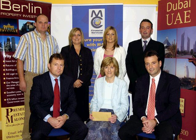 Balla 10k Road Race which was held on 28th July and raised 32,300 Euro which was divided between various charities. Front L-R: Michael Maloney (sponsor Premier Estates Maloney), Geraldine Clare (Guest), Cyril Burke (sponsor Premier Estates Maloney). Back L-R: Donagh and Caroline Gilmartin (sponsors The Shebeen Bar), 
Denise McIntyre (Elverys), Brendan Conwell (Chairman Balla 10k Road Race),
Photo  Ken Wright Photography 2007. 

