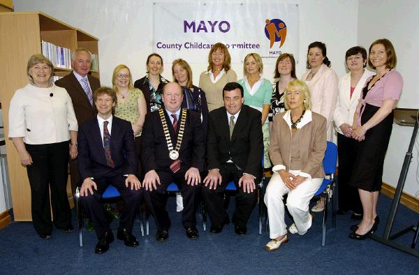 Pictured at the official opening of Mayo County Childcare Committee and Mayo CCC Research new offices in Castlebar by Brian Lenihan TD, Minister and members of the Mayo CCC and staff.  Front L-R: Jim Power Co-ordinator Mayo County Childcare Committee, Brendan Heneghan Mayor of Castlebar, Brian Lenihan TD, Vivienne Rattigan. Back L-R: Jenny Bernard, Patrick Higgins VEC, Mary OBoyle, Pamela Ni Thaidhg , Amanda McHugh, Michelle Basquille, Mary Conway, Olivia Donoghue, Geraldine Carolan, Lily Cunningham, Angela Cope. Photo  Ken Wright Photography 2007. 

